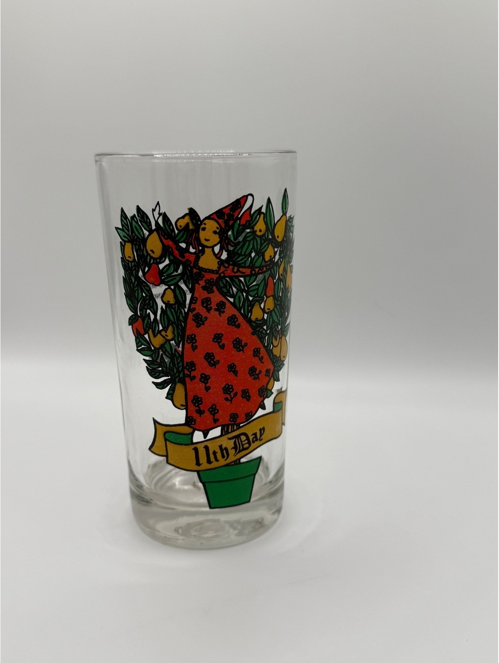 Vintage 12 Days of Christmas 11th Day Lady Dancing Drinking Glass Tumbler